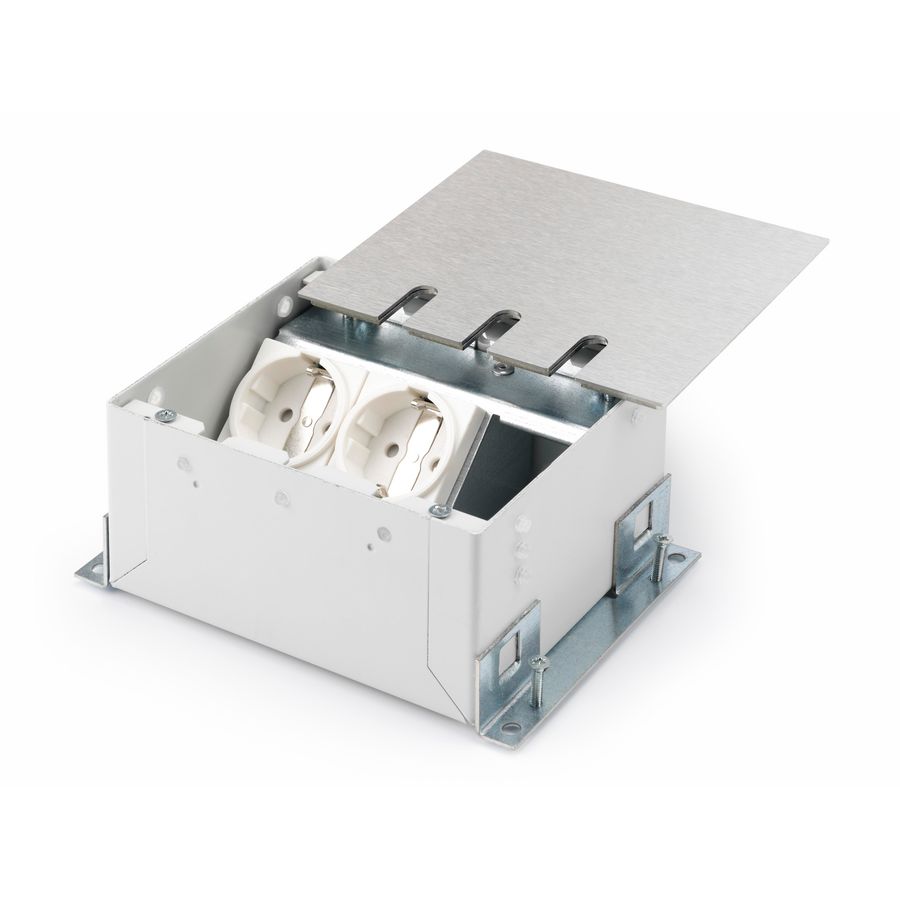 Vloerdoos VELOX MINI 2x 230V RA + 1x leeg RVS deksel