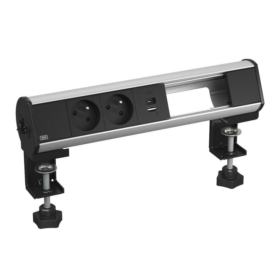 Deskbox with fastening clamp 325x71x78 Aluminium geanodiseer