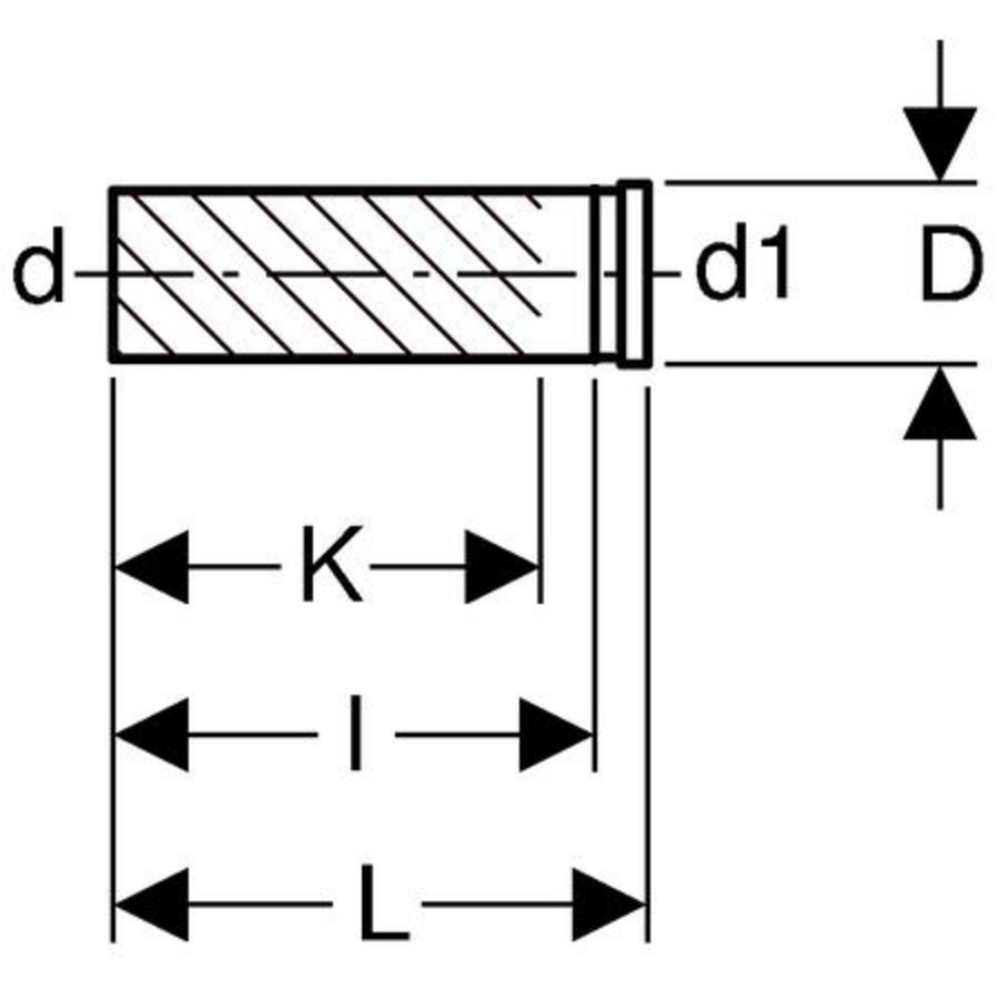 Polyethyleen (PE) spoelbuis verlengstuk 45x300mm zwart v. inb.reser