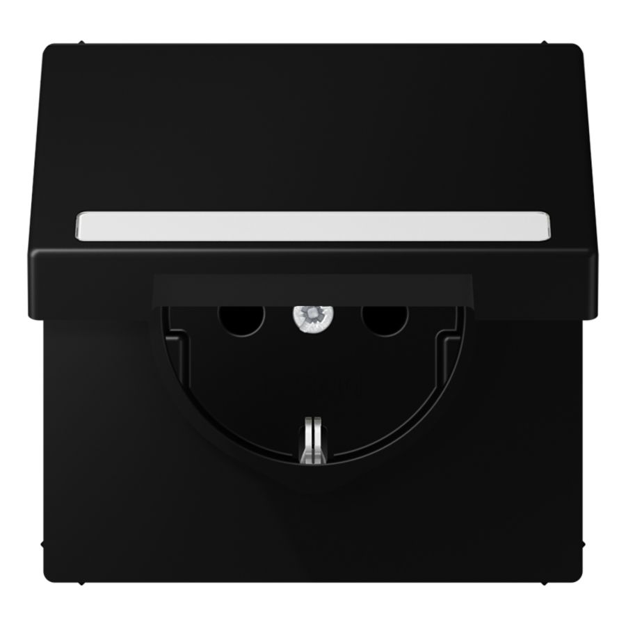 Wandcontactdoos grafi.zw.klapdeksel&tekstvens. LS990