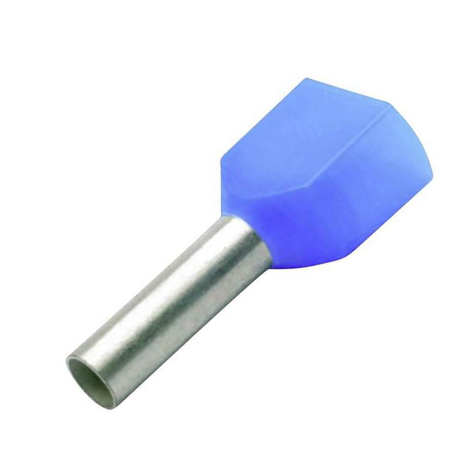 Doos a 100st. Adereindhuls dubbel blauw 2,5mm²/10