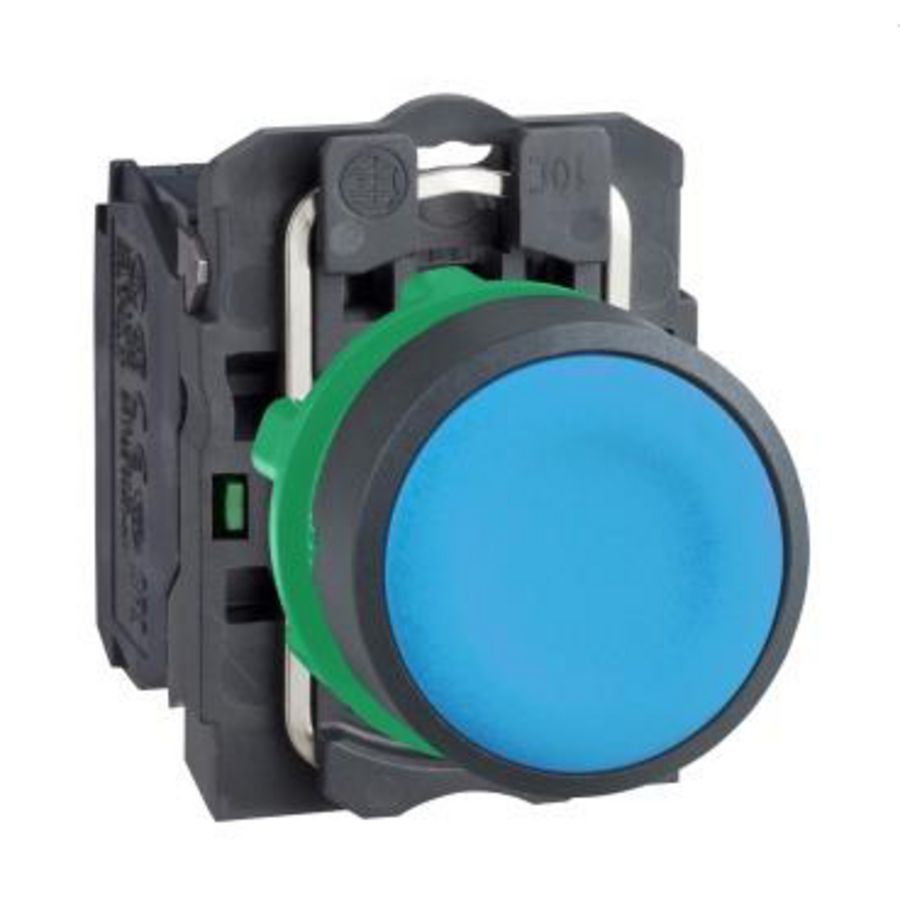 Drukknop Verzonken Terugvering 22mm 1NO Blauw Harmony XB5