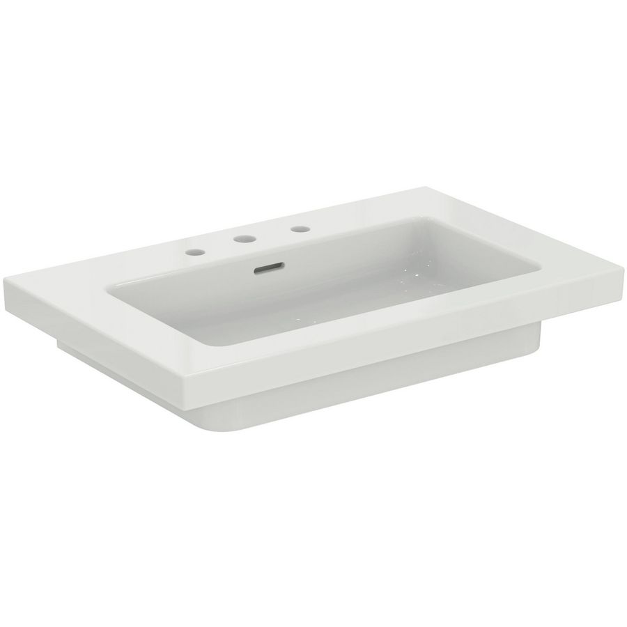 Vanity Wastafel 810x510x150mm 3 kraangaten overl gl wit extra