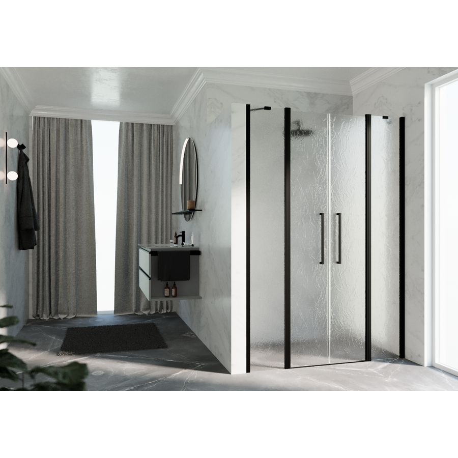 Nisdeur Y22A 1170-1210x2000mm zwart aqua 2xdraaidelen