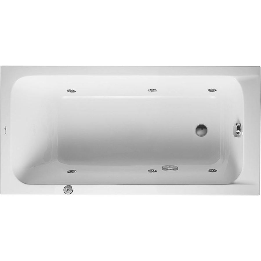 Whirlbad D-Code 1500x750 mm wit Afvoer voetzijde, Jet Projec