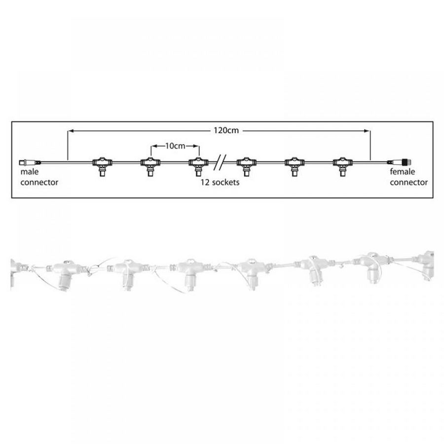 Hoofdkabel PS230 L=1,2mtr. 12 fitting wit