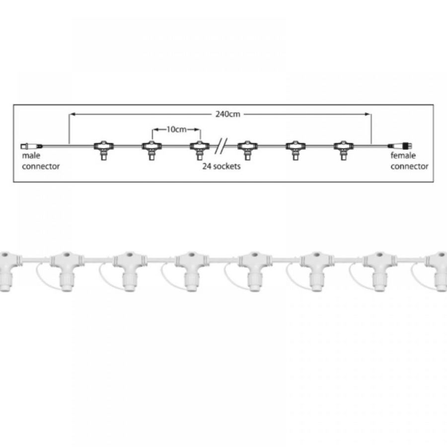 Hoofdkabel PS230 L=2,4mtr. 24 fitting wit
