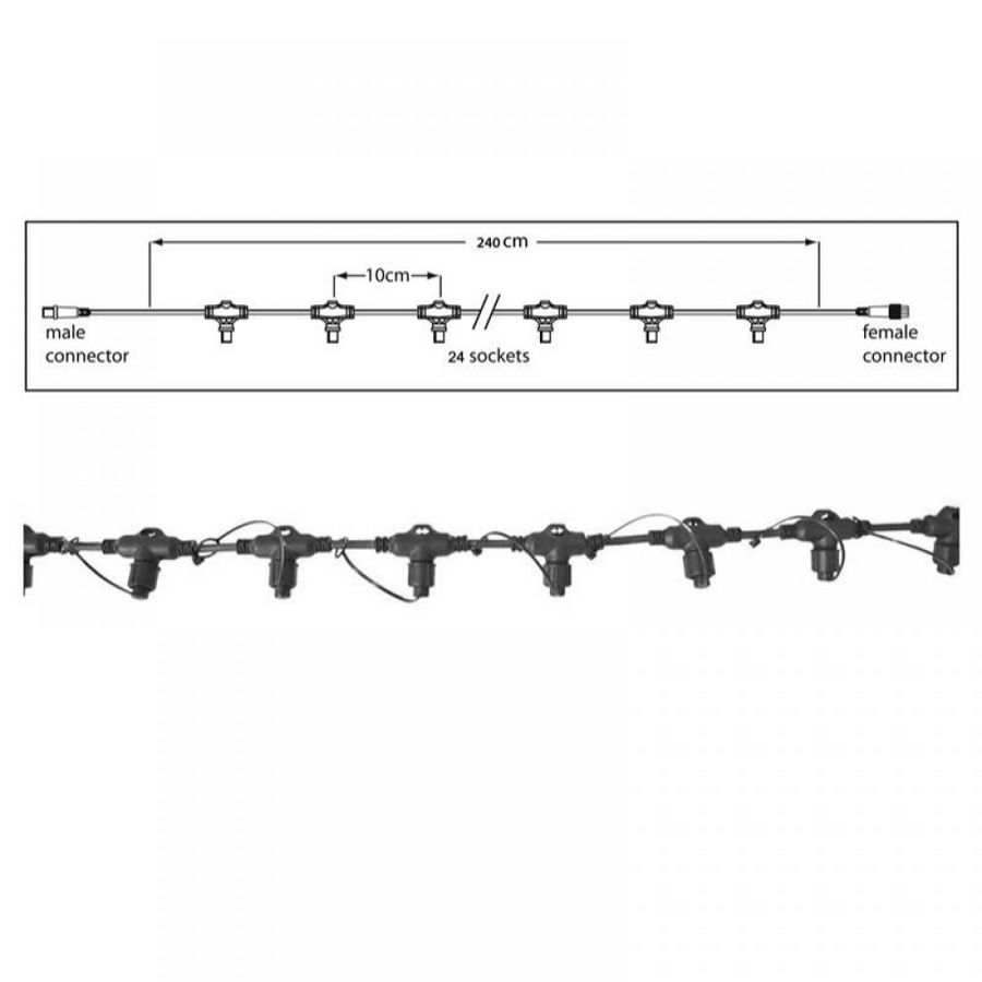 Hoofdkabel PS230 L=2,4mtr. 24 fitting zwart