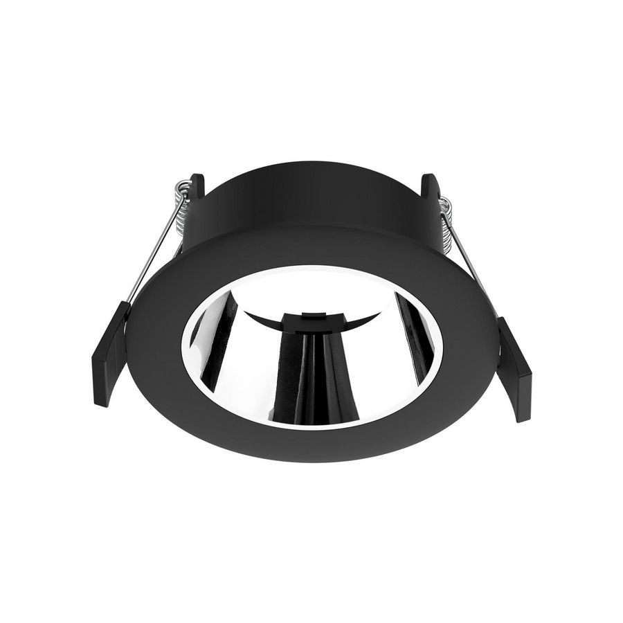 Inbouwring Pro-Ambiance /anti-glare tbv Ø58mm module rond vast zwart/spiegelend sparing Ø76mm