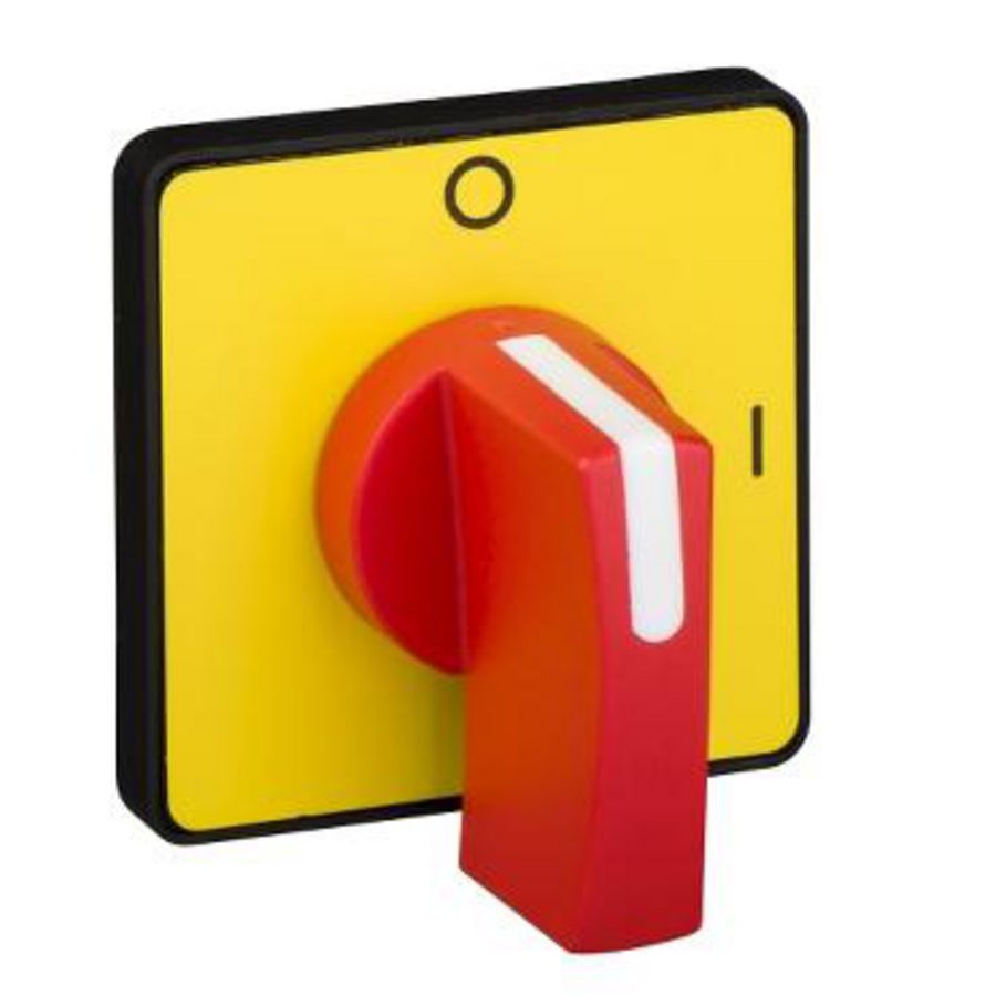 Bedieningskop nokkenschakelaar 45x45mm Geel Rode hen K