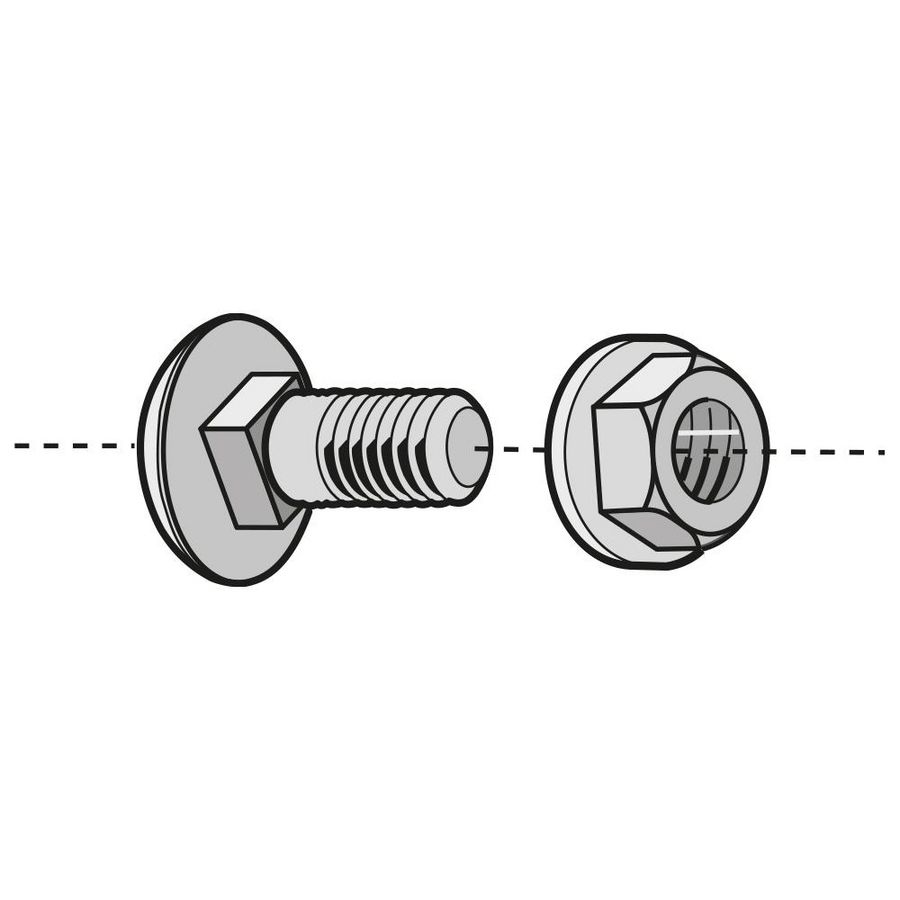 Slotbout met moer M6x10 RVS316L VVE=200