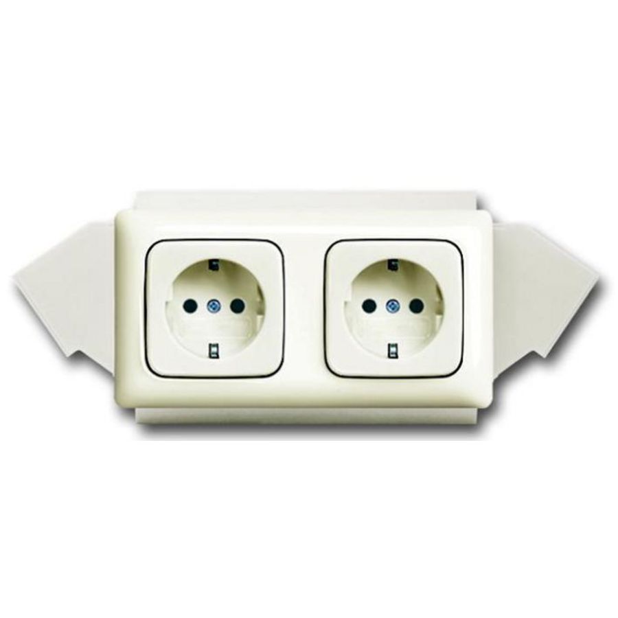 Wandcontactdoos 2v +doos uni +gst SI creme (20-2 EUWCJ-212K-503)