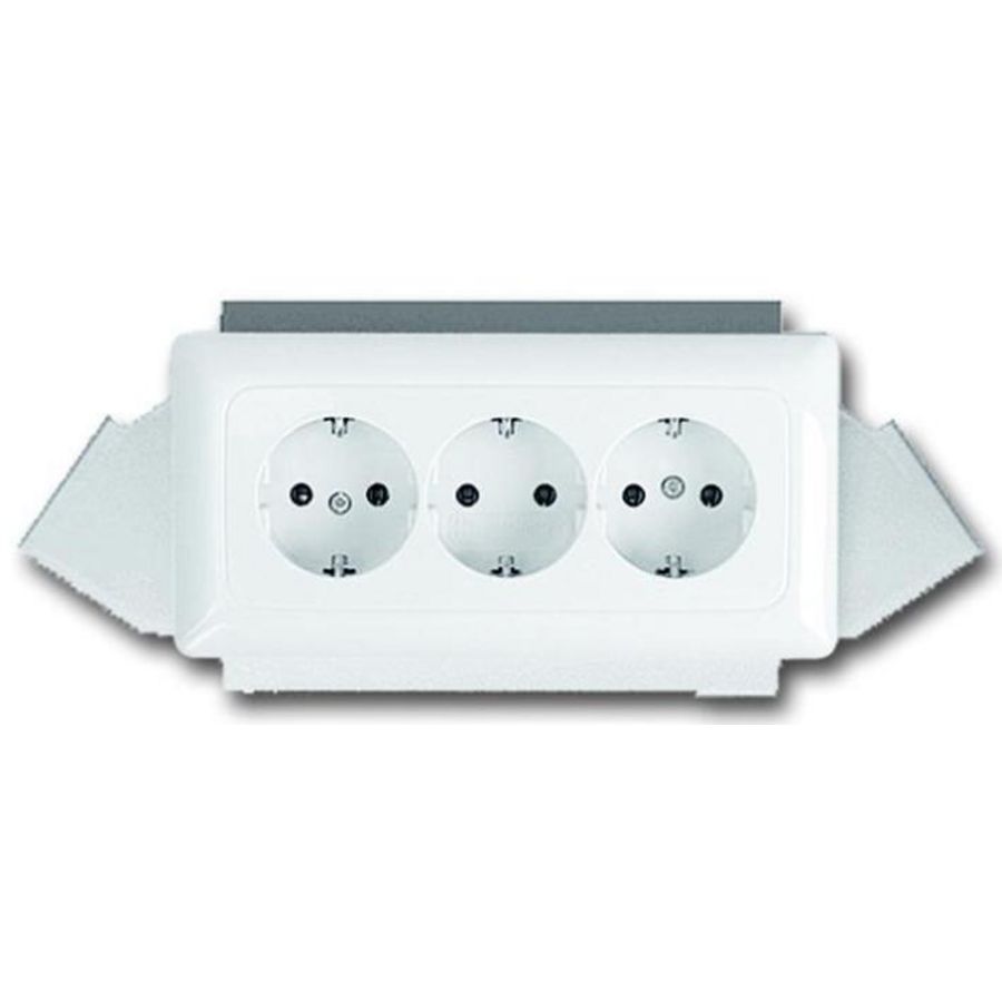 Wandcontactdoos 3v +doos uni +gst chassis SI creme (20-03 PWU/C-212K)