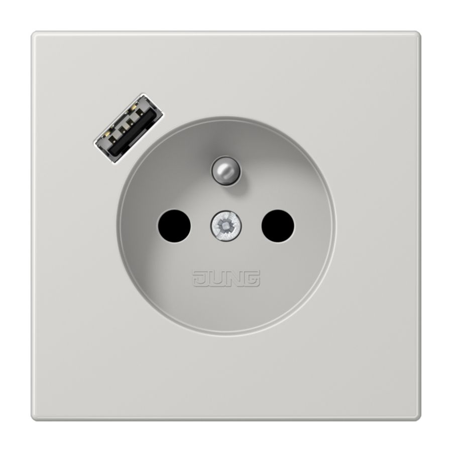 Wandcontactdoos +lader LS lichtgrijs penaarde+USB-A