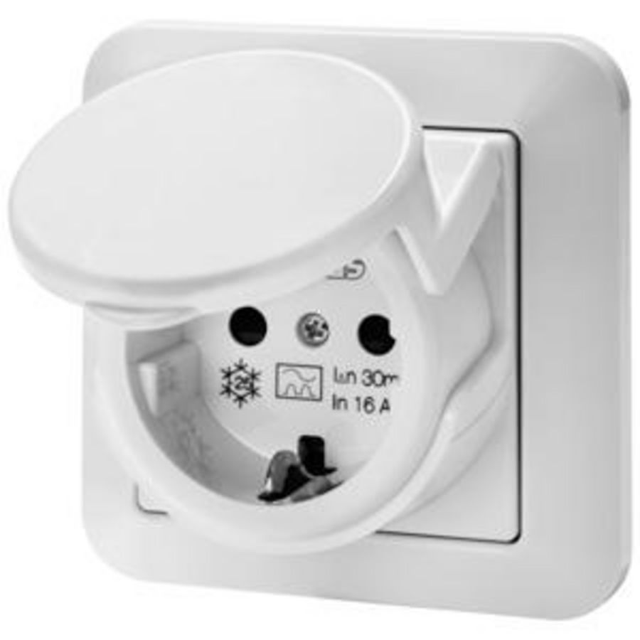 RCD SAFETY SOCKET-16A 30mA IP44-WHITE COLOUR