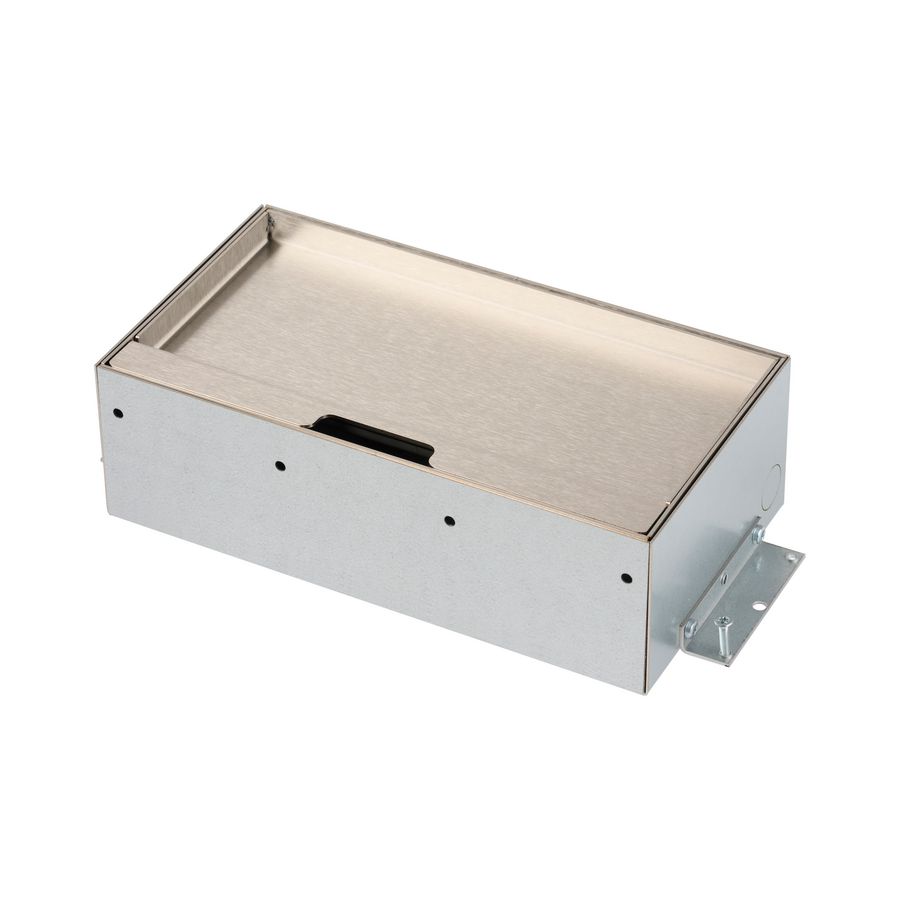 Vloerdoos SERVICEBOX 3.0 2x 230V RA + 2x leeg RVS deksel 15mm inlegdiepte zonder oplegrand