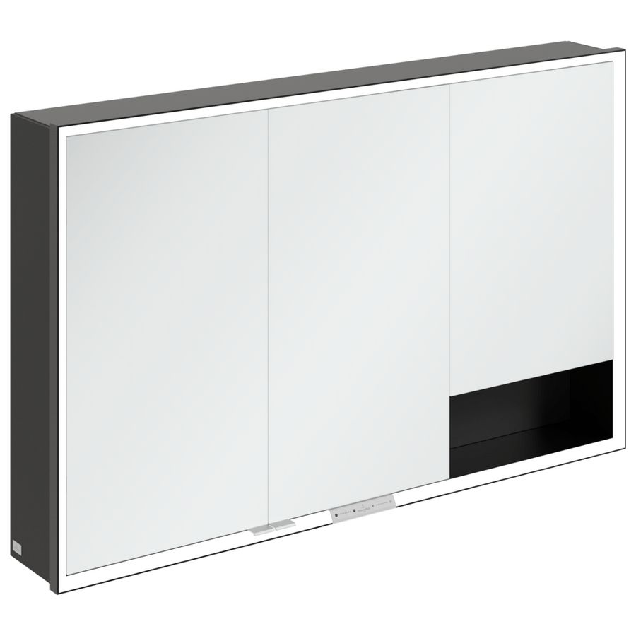 Opbouw Spiegelkast My View+ 1200x750x168mm Volcano Black
