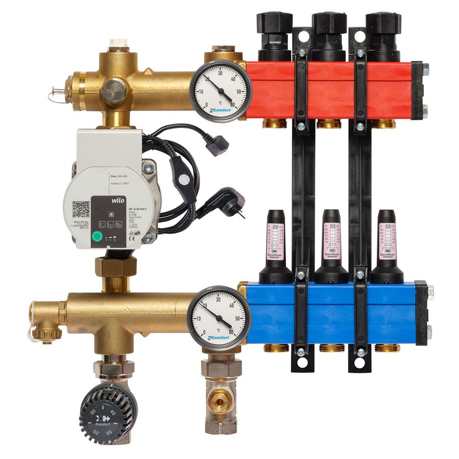 Vloerverw. verdeler 4802 E-pomp onder 60-250 l/u 3-groeps