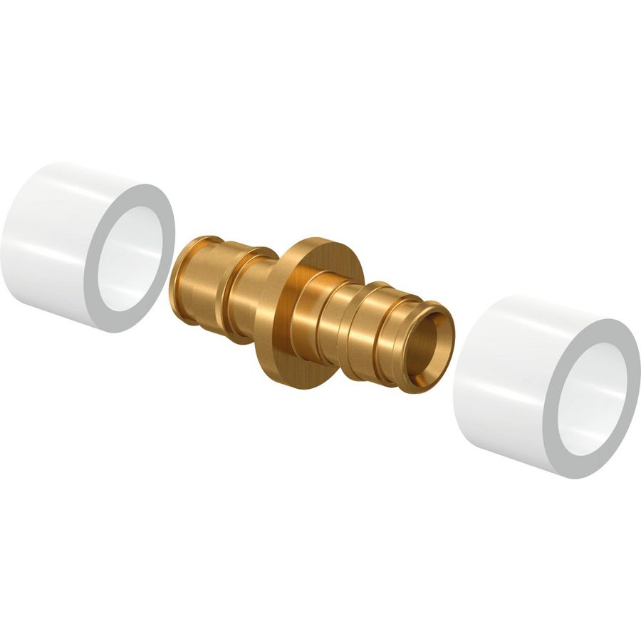 Sok schuif Q&E messing incl. ringen 14x14mm