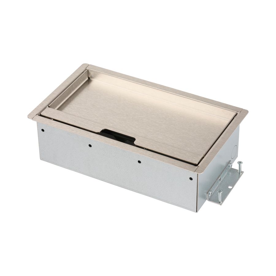 Vloerdoos SERVICEBOX 3.0 2x 230V RA + 2x leeg RVS deksel 15mm inlegdiepte met oplegrand