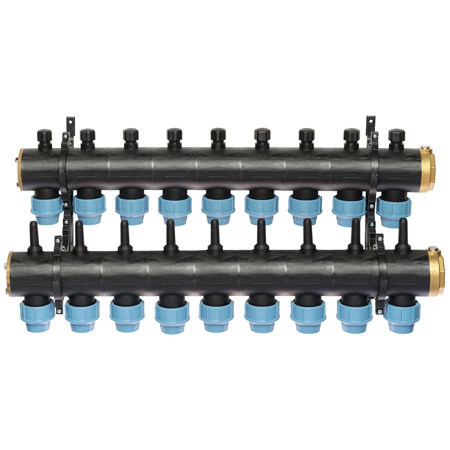 Brineverdeler 4430 2 "kunststof + PE-koppeling 40mm 9-groepen