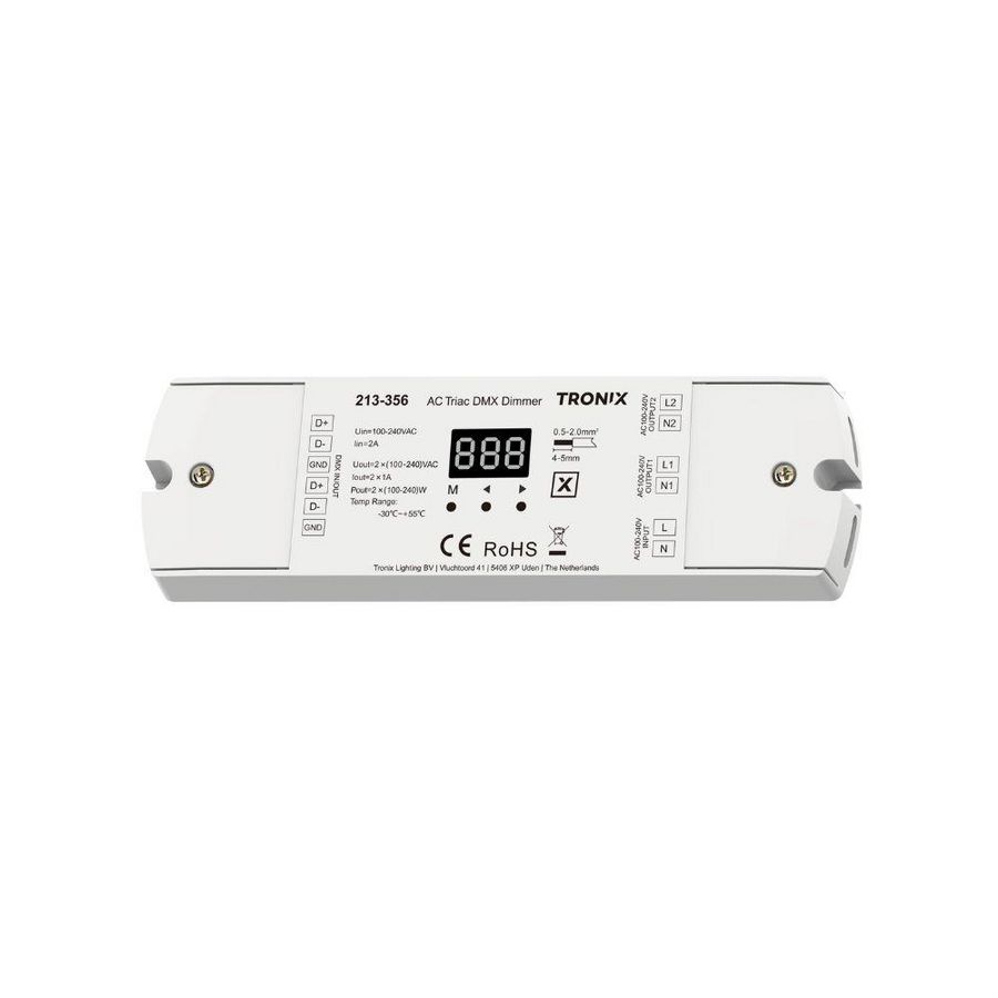 DMX controller 2 kanalen DMX naar fase-afsnijding