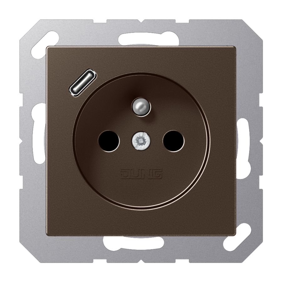 Wandcontactdoos +lader mokka penaarde+USB-C