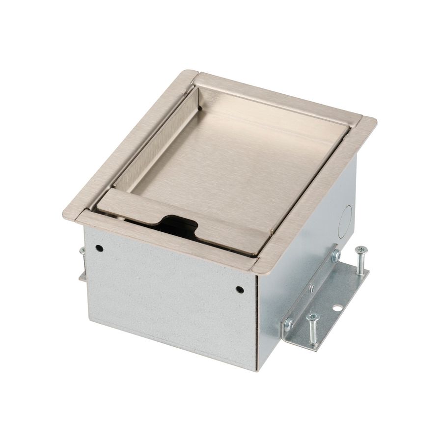 Vloerdoos SERVICEBOX 3.0 1x 230V RA RVS deksel 15mm inlegdiepte met oplegrand