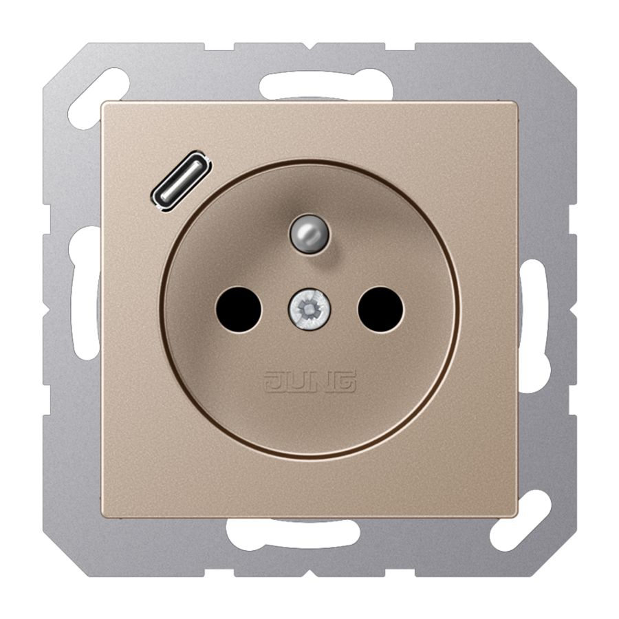 Wandcontactdoos +lader champ. penaarde+USB-C