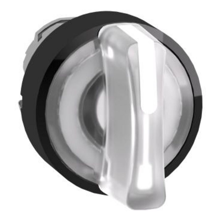 Kop voor verlichte keuzeschakelaar 3 standen Ø22mm Wit