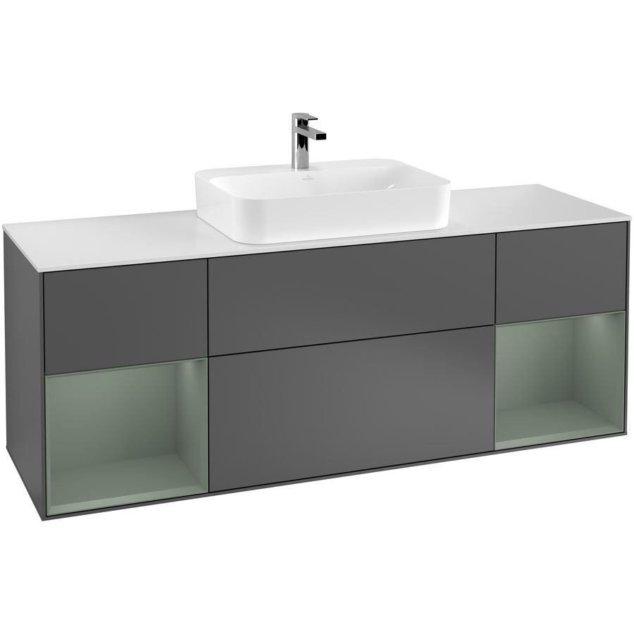 Wastafelonderkast Finion 1600x603x501mm Antr. Matt Lacquer G451GMGK