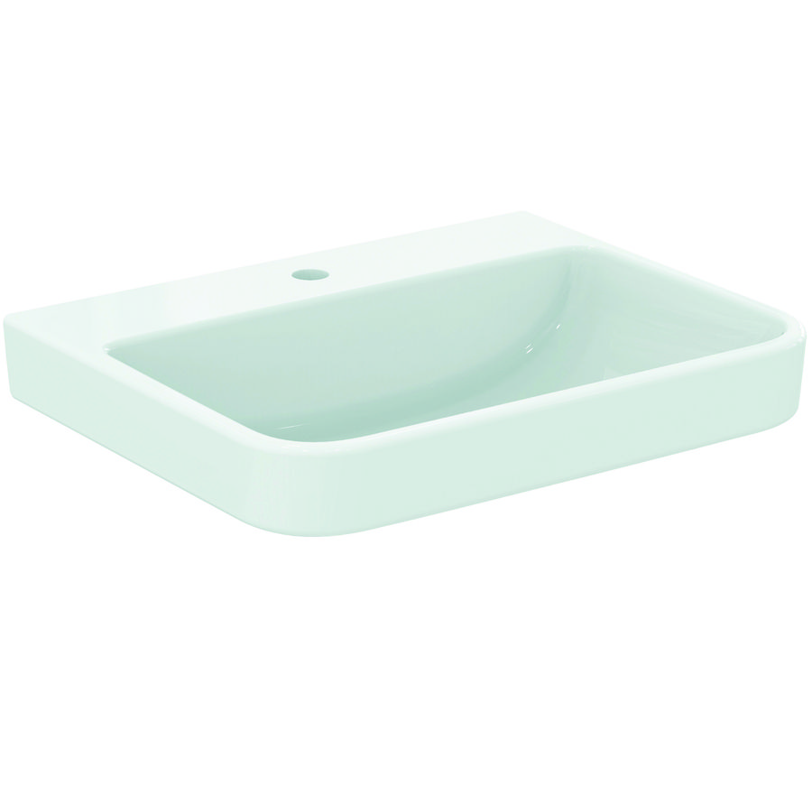 Wastafel 600x480x180mm m. 1 kraangat z. overl gl wit sg i.life b