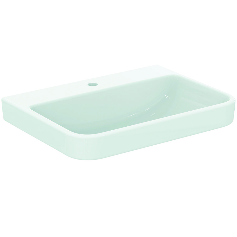 Wastafel 650x480x180mm m. 1 kraangat z. overl gl wit sg i.life b