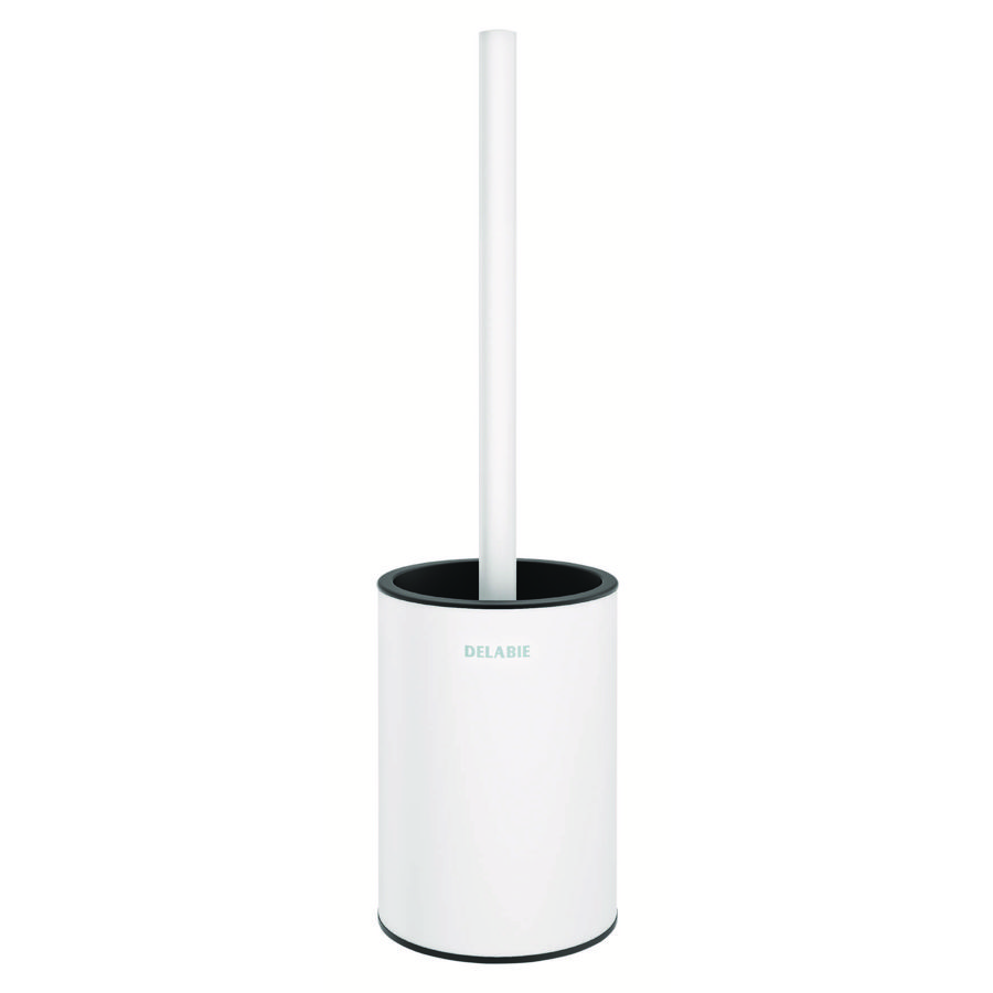 Toiletborsteouder muurmontage z. deksel RVS mat wit epoxy