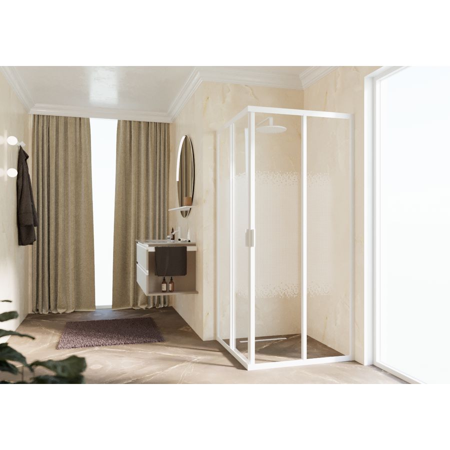 Deel hoekinstap (1 van 2 omkeerbaar) LUNES 2.0-A 1080-1110x1950mm motief LUNES 2.0 profielkleur wit