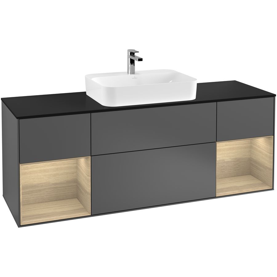 Wastafelonderkast Finion 1600x603x501mm Antr. Matt Lacquer G452PCGK