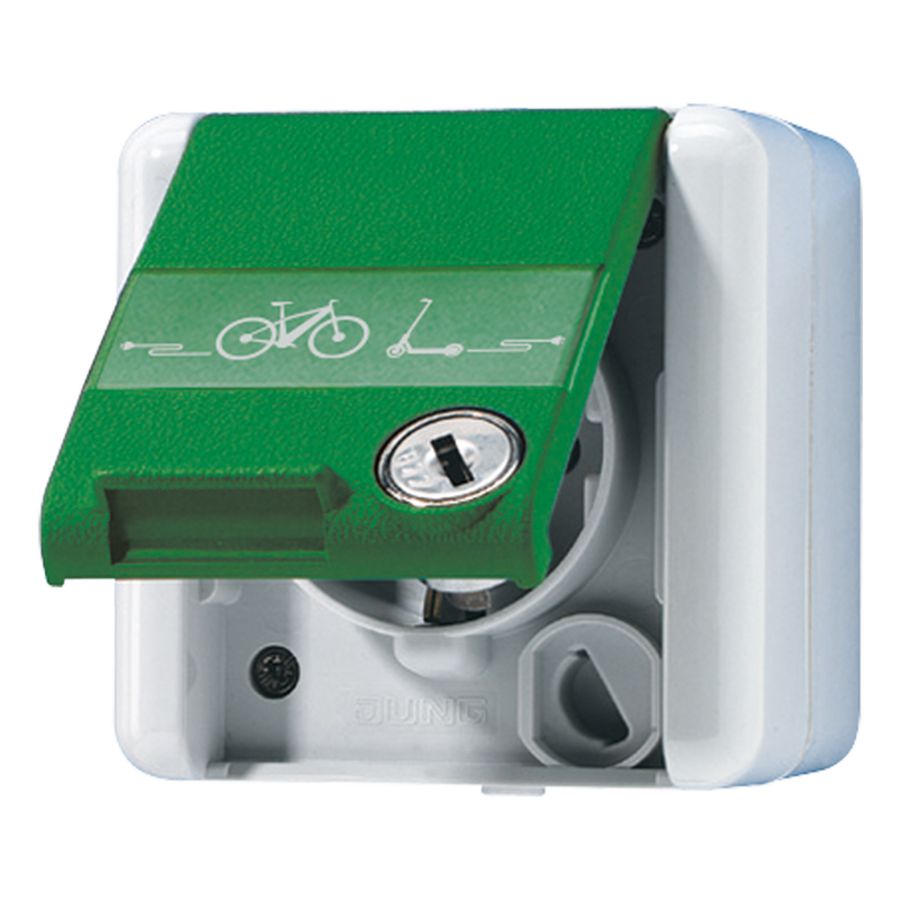 Wandcontactdoos 1v. E-bike WG800 groen tekstvast slot