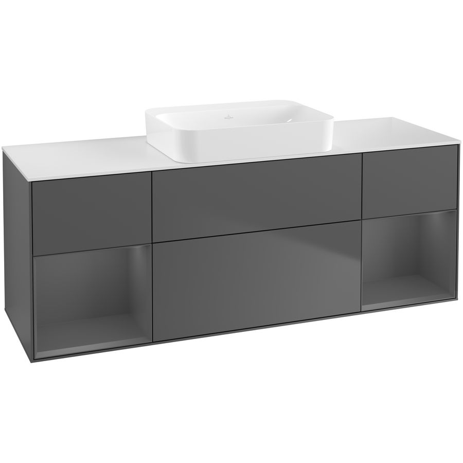 Wastafelonderkast Finion 1600x603x501mm Antr. Matt Lacquer G741GKGK