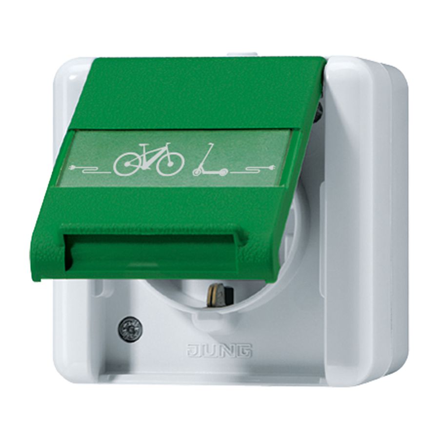 Wandcontactdoos 1v. E-bike WG800 groen tekstvast