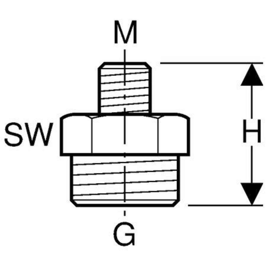 overgangsnippel M10BU - 1/2"BU