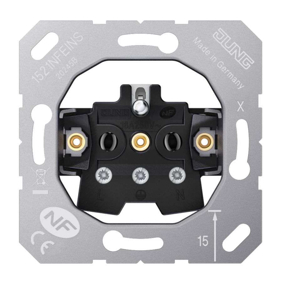 Wandcontactdoos inzet enkel R/A Belg/Frans 1521NFEINS