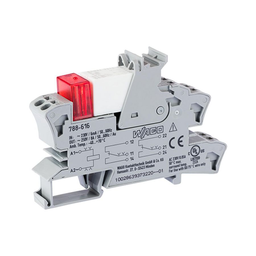 Relaismodule AC 230V 2 wisselcontacten grijs 788-616