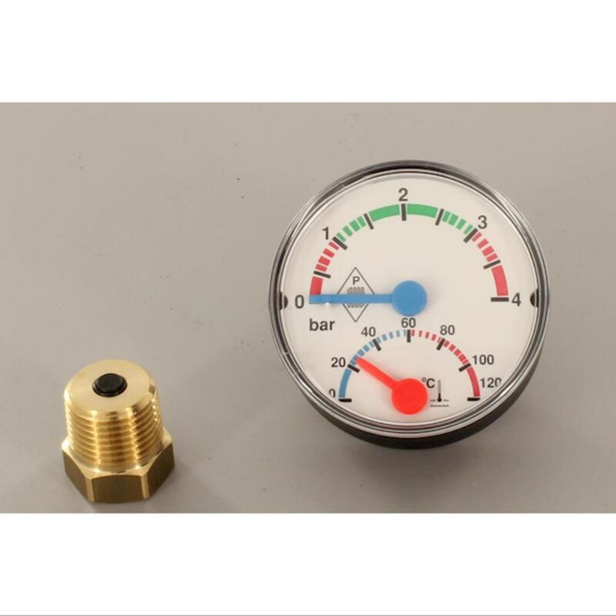 Thermomanometer 63mm 0-4bar 20-120 C 1/2&quot;bt. axiaal Albrand
