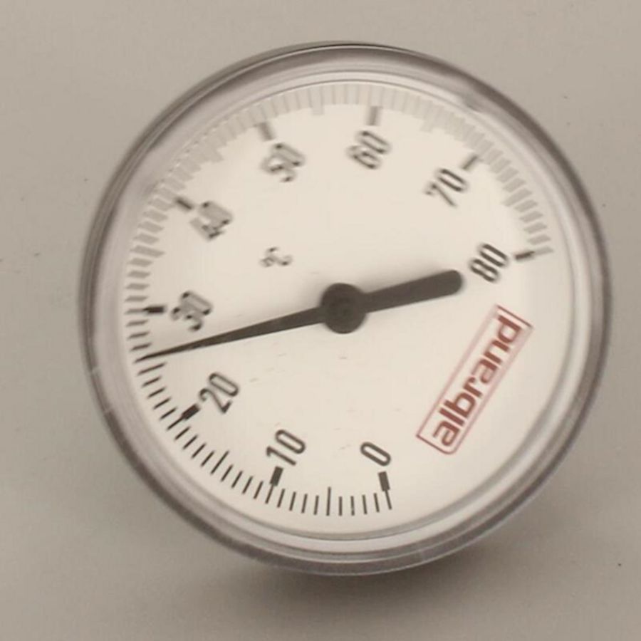 Thermometer 63mm 1/2ax 0-80°C.