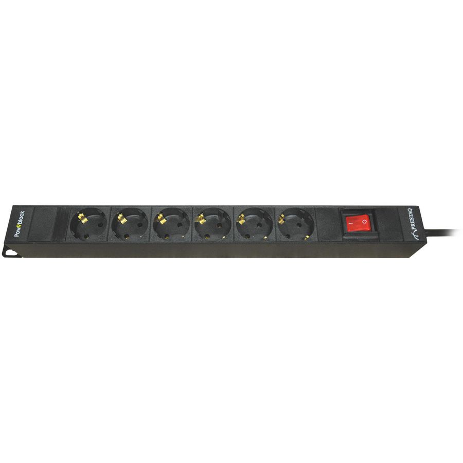 PowRblock 19" Horizontal Master lighted switch 6 x Schuko