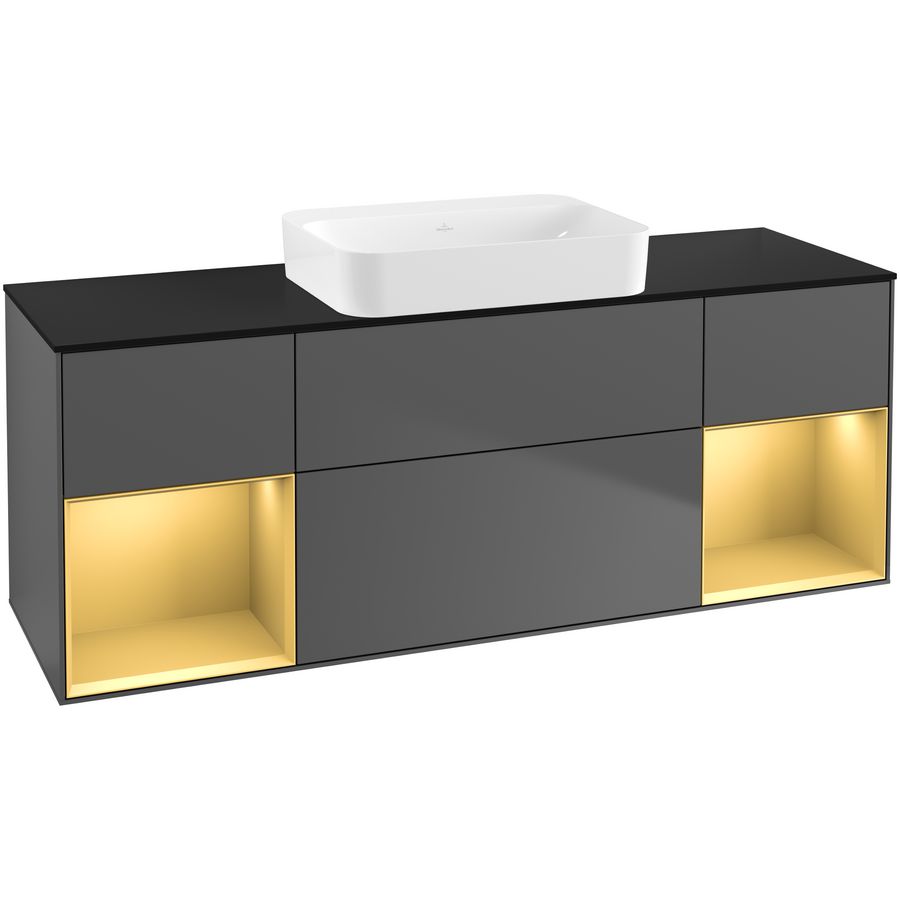 Wastafelonderkast Finion 1600x603x501mm Antr. Matt Lacquer G742HFGK