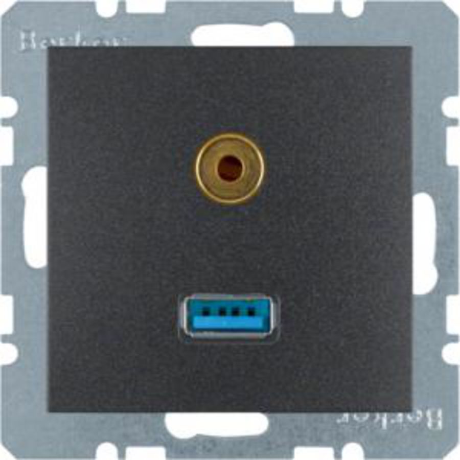 USB/audio 35mm mini-Jack wcd berker S.1/B.3/B.7 antraciet
