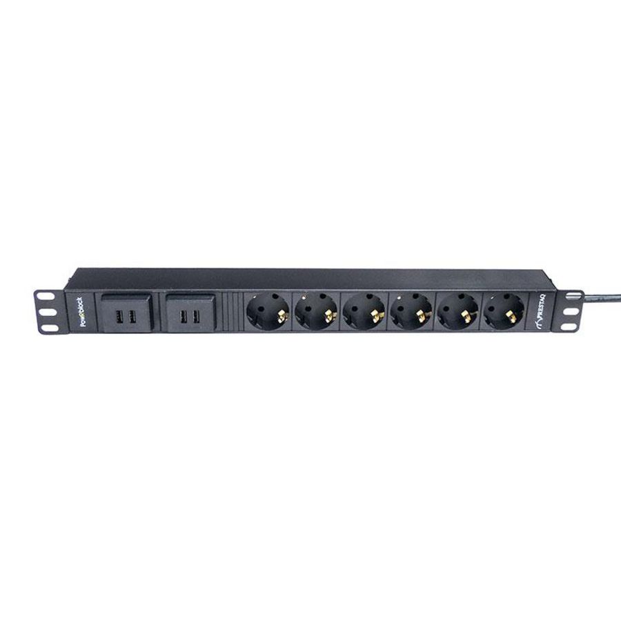 PowRblock 19" Horizontal 6 x Schuko + 4 x USB