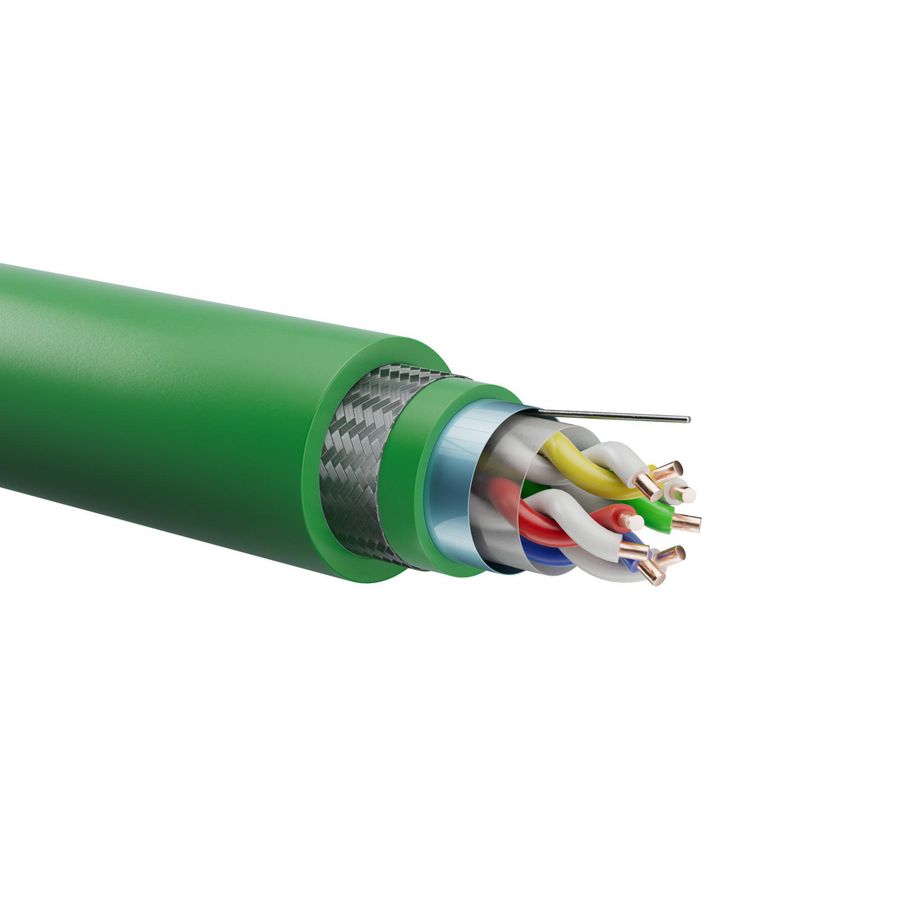 Haspel a 500m. Signaal grondkabel UV Outdoor 4x2x0,8mm groen