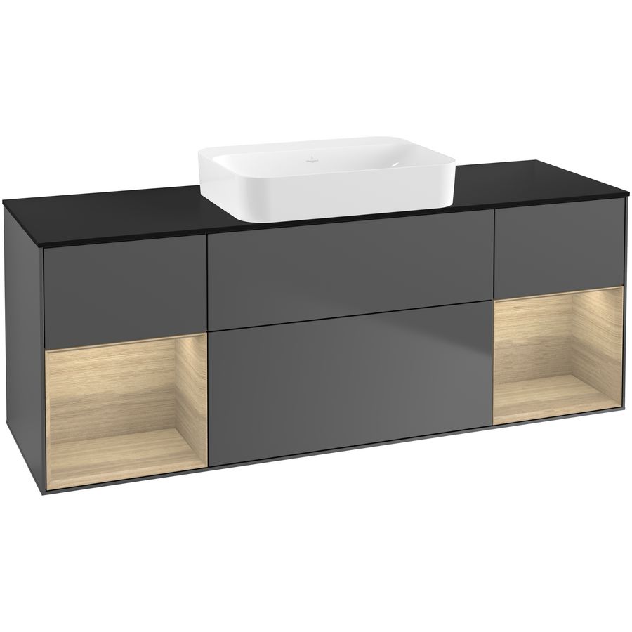 Wastafelonderkast Finion 1600x603x501mm Antr. Matt Lacquer G742PCGK